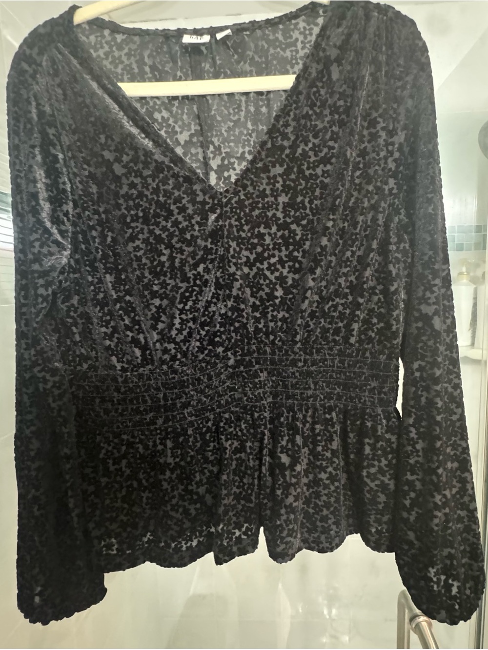 Gap | Black Velvet Peplum Blouse - Womens Top